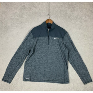 Free Country Sweater Mens Large Blue Gray 1/4 Zip Pullover Athleisure Activewear